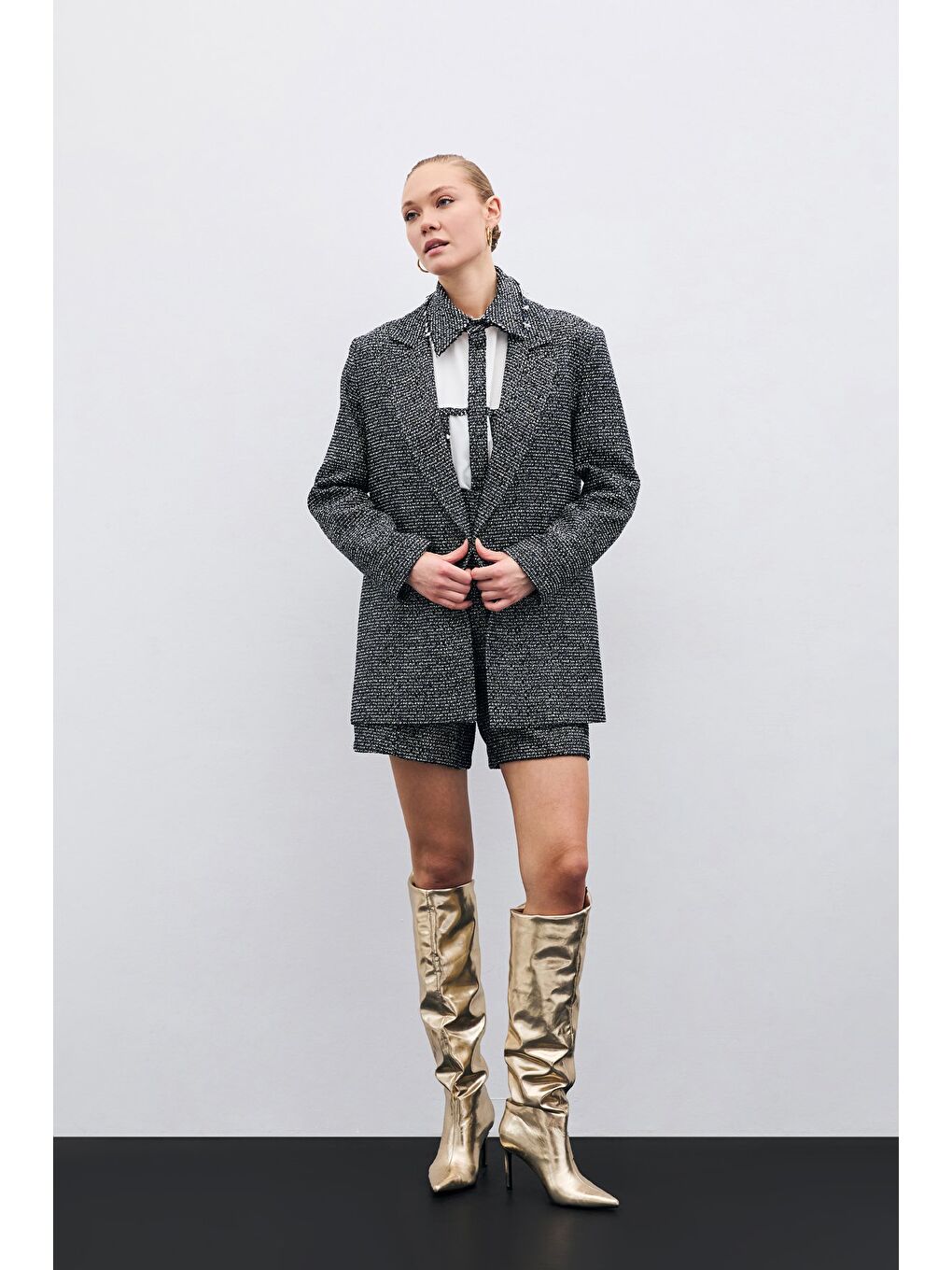 Klasik Tüvit Ceket - Sax Mavi-5