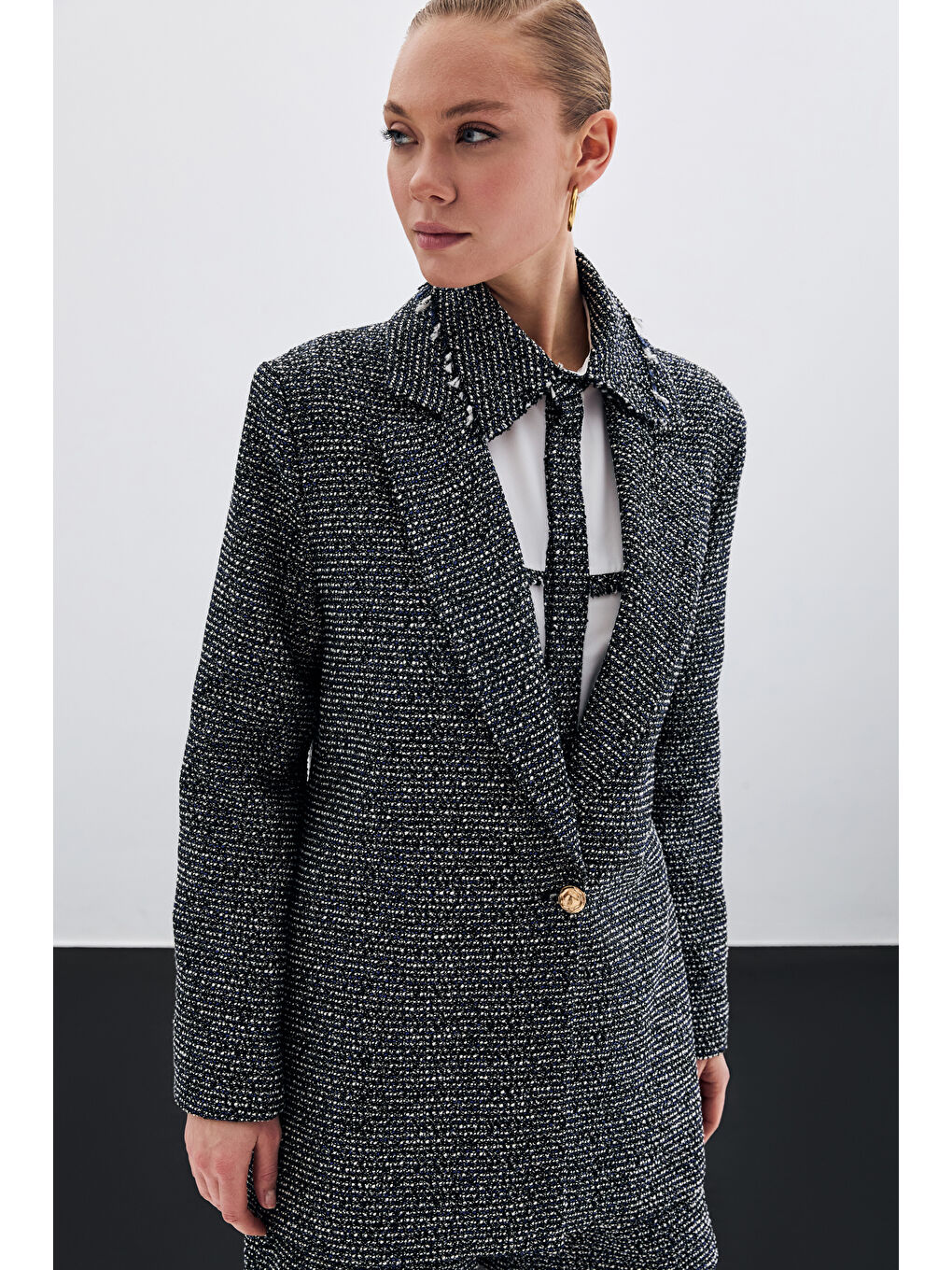 Klasik Tüvit Ceket - Sax Mavi-7