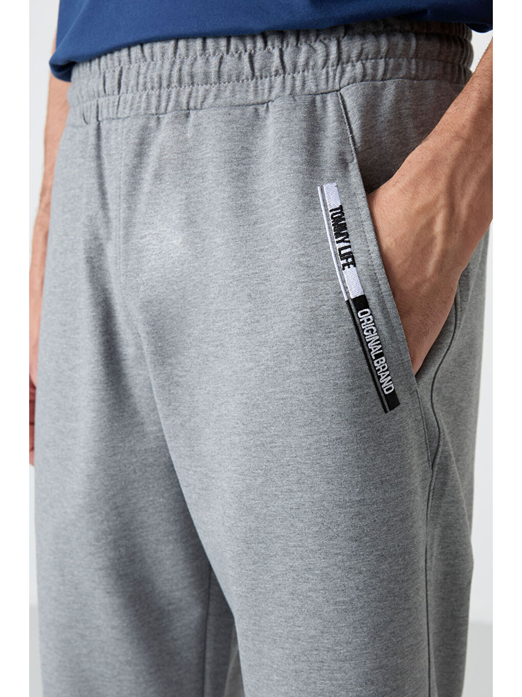 Gri Melanj Ön Cep Detaylı Standart Kalıp Klasik Paça Erkek Kapri - 83092-2