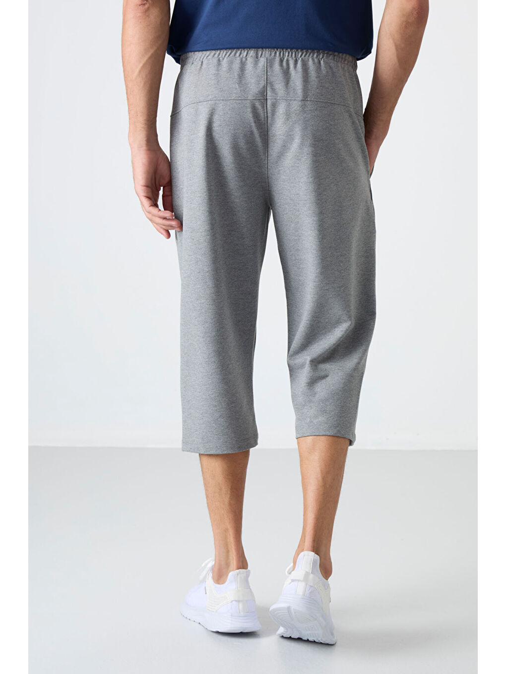 Gri Melanj Ön Cep Detaylı Standart Kalıp Klasik Paça Erkek Kapri - 83092-4