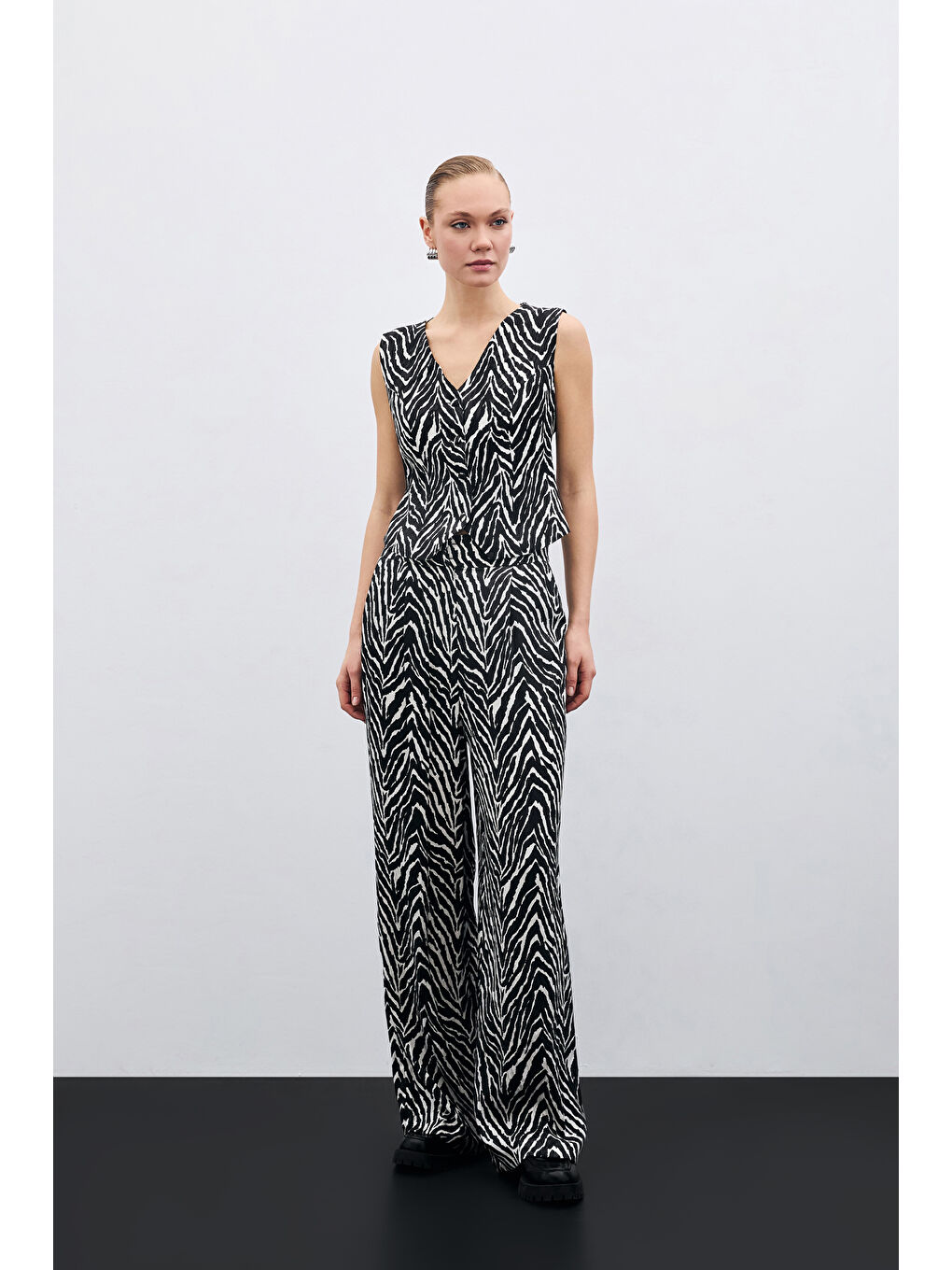 Zebra Desen Pantolon - Siyah-3