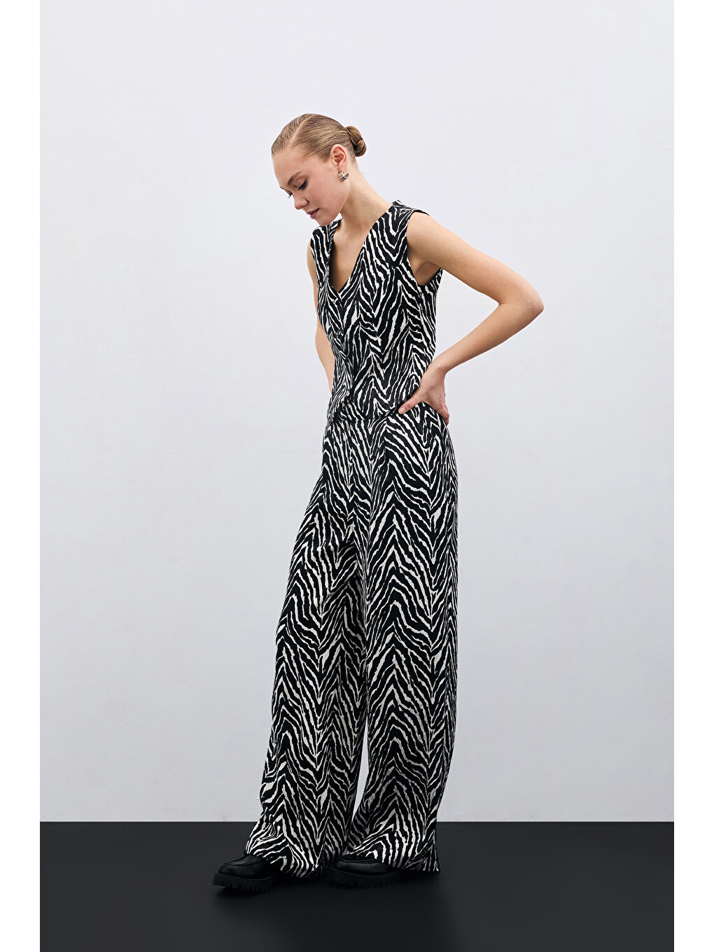 Zebra Desen Pantolon - Siyah-4