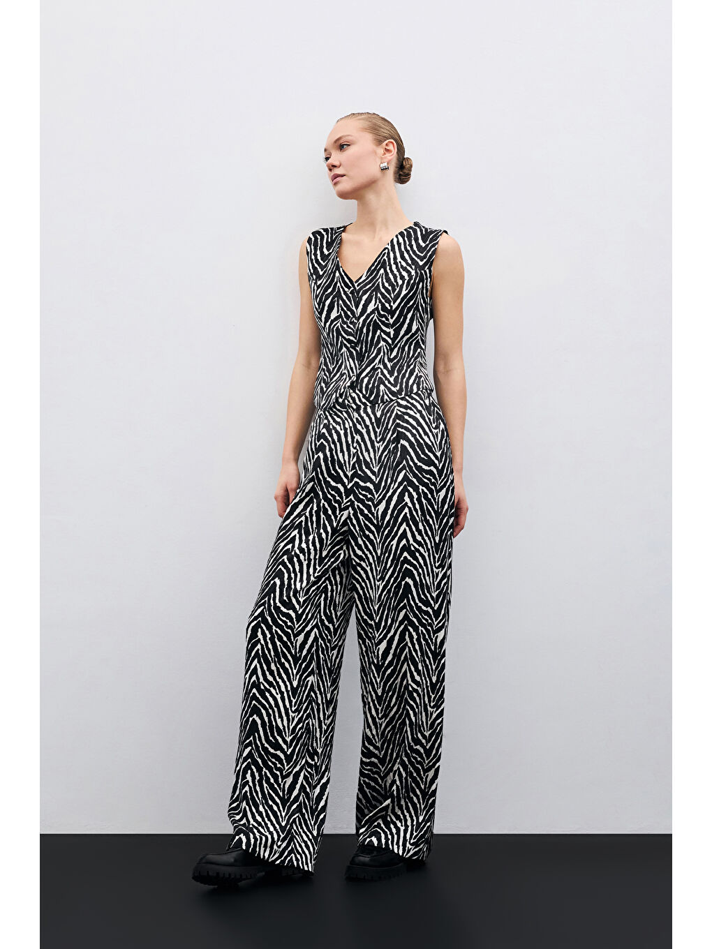 Zebra Desen Pantolon - Siyah-5