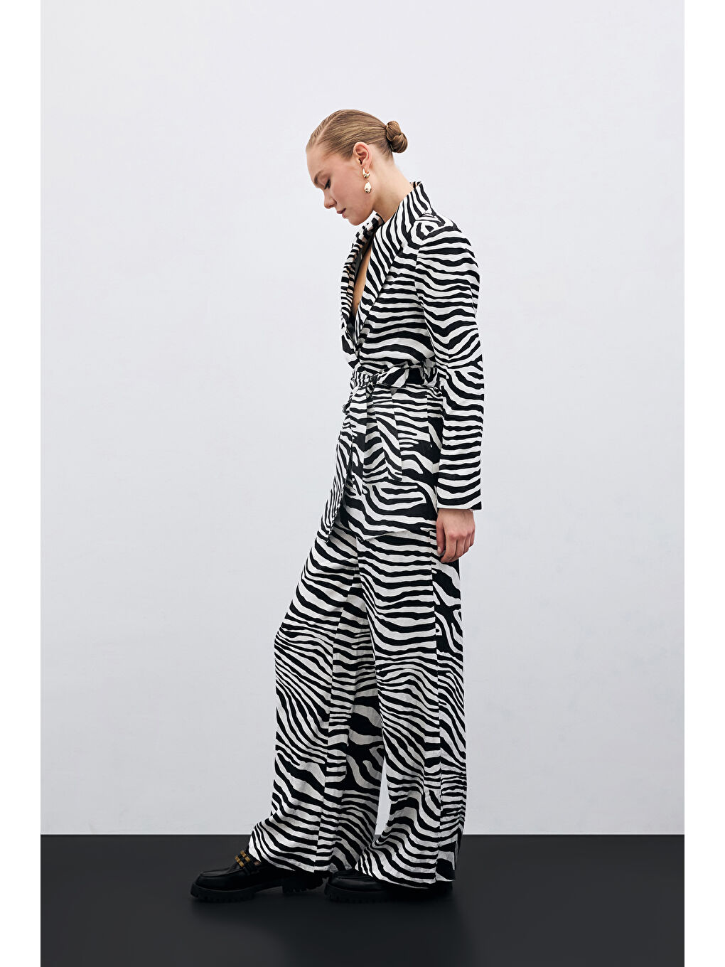 Salaş Zebra Desen Pantolon - Siyah-2