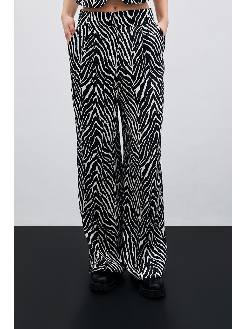 Zebra Desen Pantolon - Siyah-6
