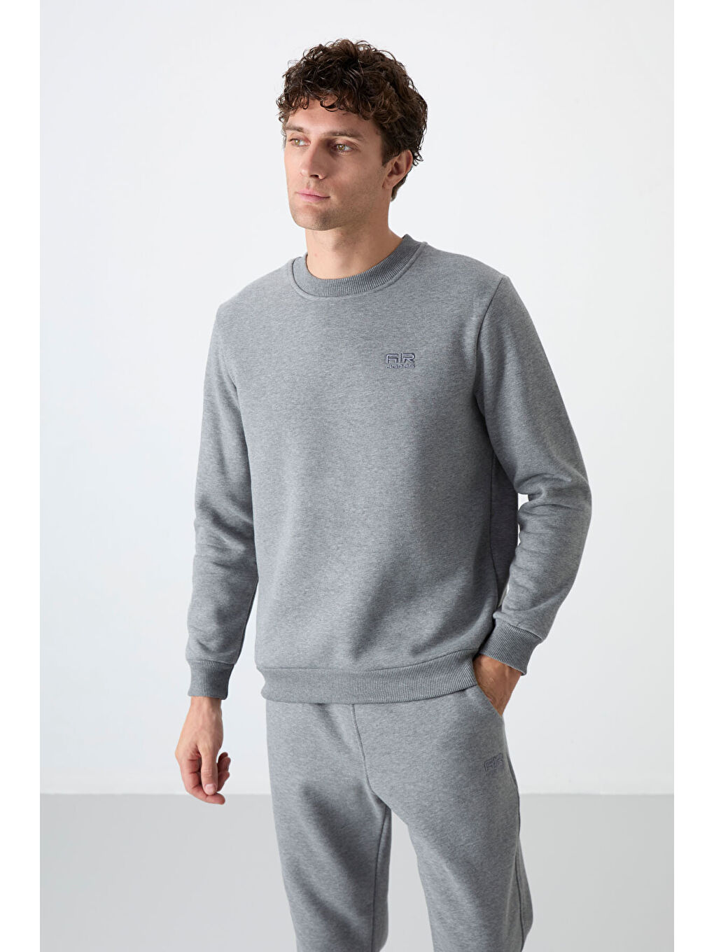 Andy Gri Melanj Rahat Kalıp Şardonlu Jogger Erkek Eşofman Takım - 85190-1