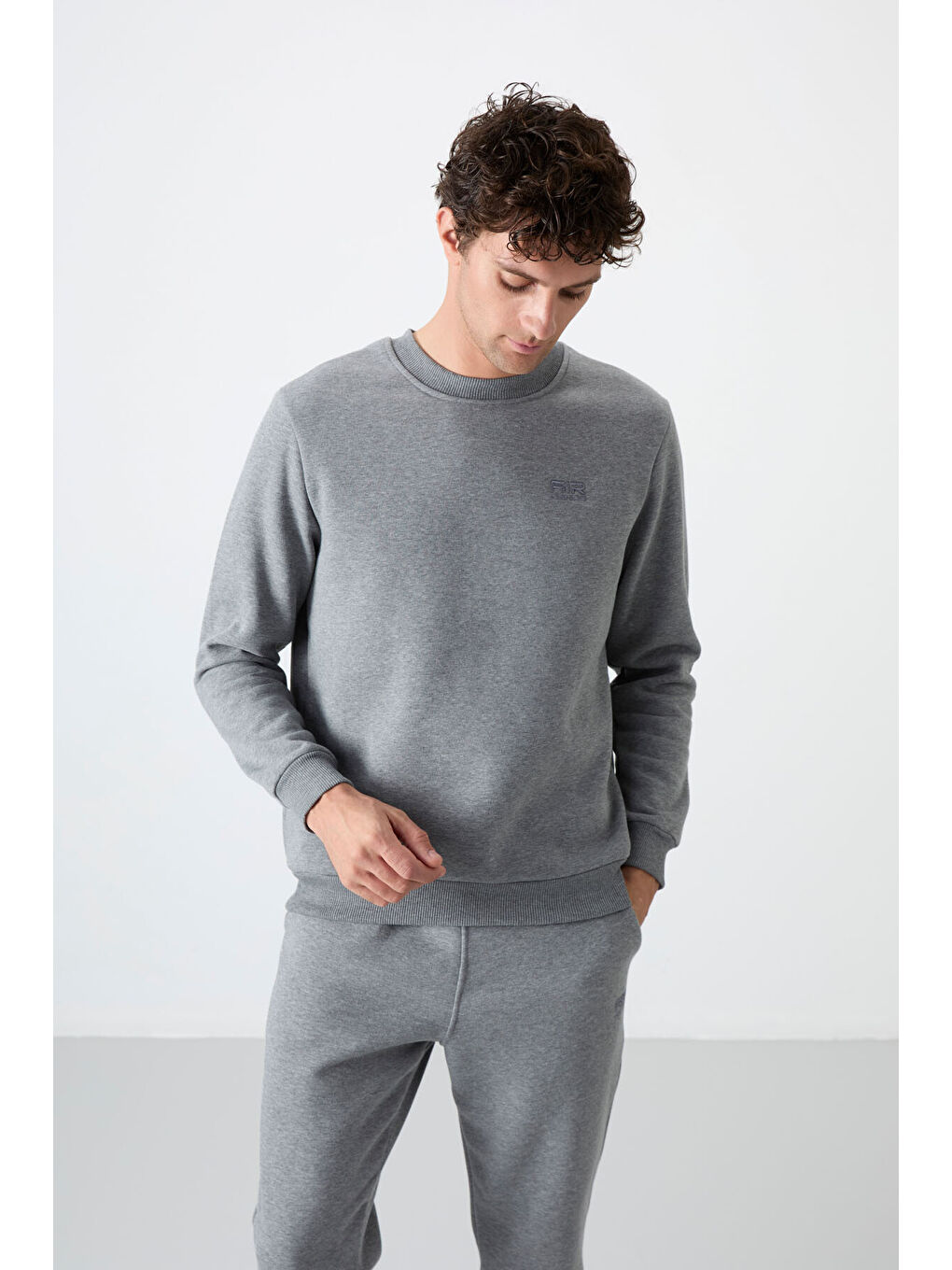 Andy Gri Melanj Rahat Kalıp Şardonlu Jogger Erkek Eşofman Takım - 85190-4