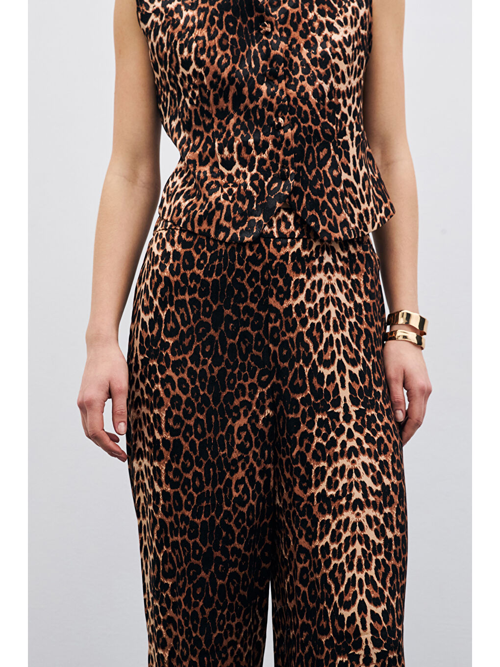 Bol Paça Leopar Pantolon - Siyah-5