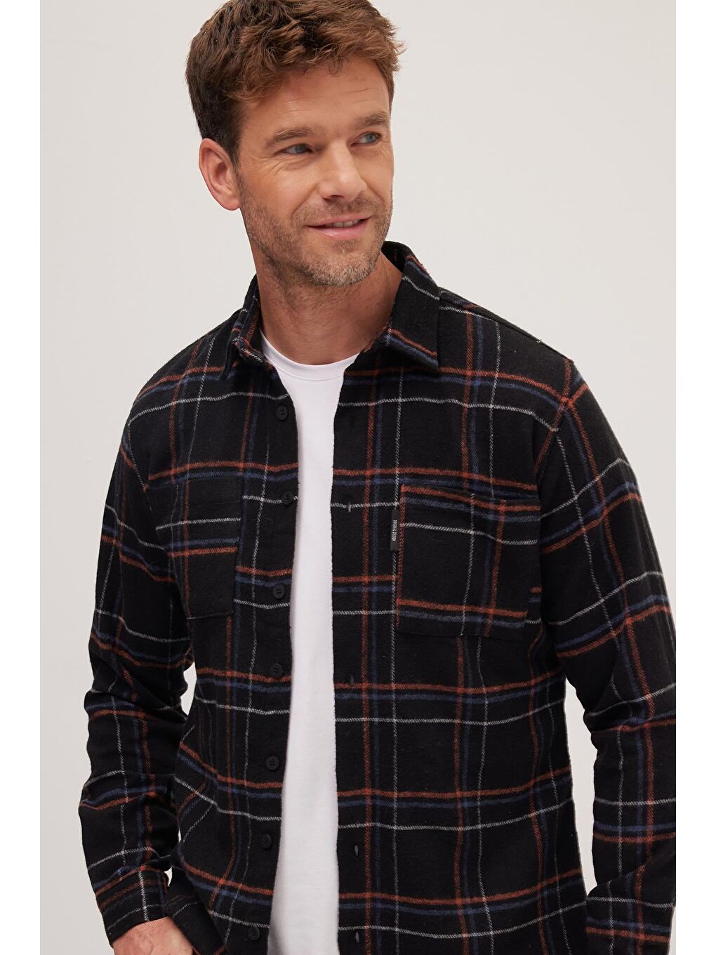 Karışık Erkek Slim Fit Dar Kesim Uzun Kollu Kareli Çift Cepli Kışlık Oduncu Gömlek-1