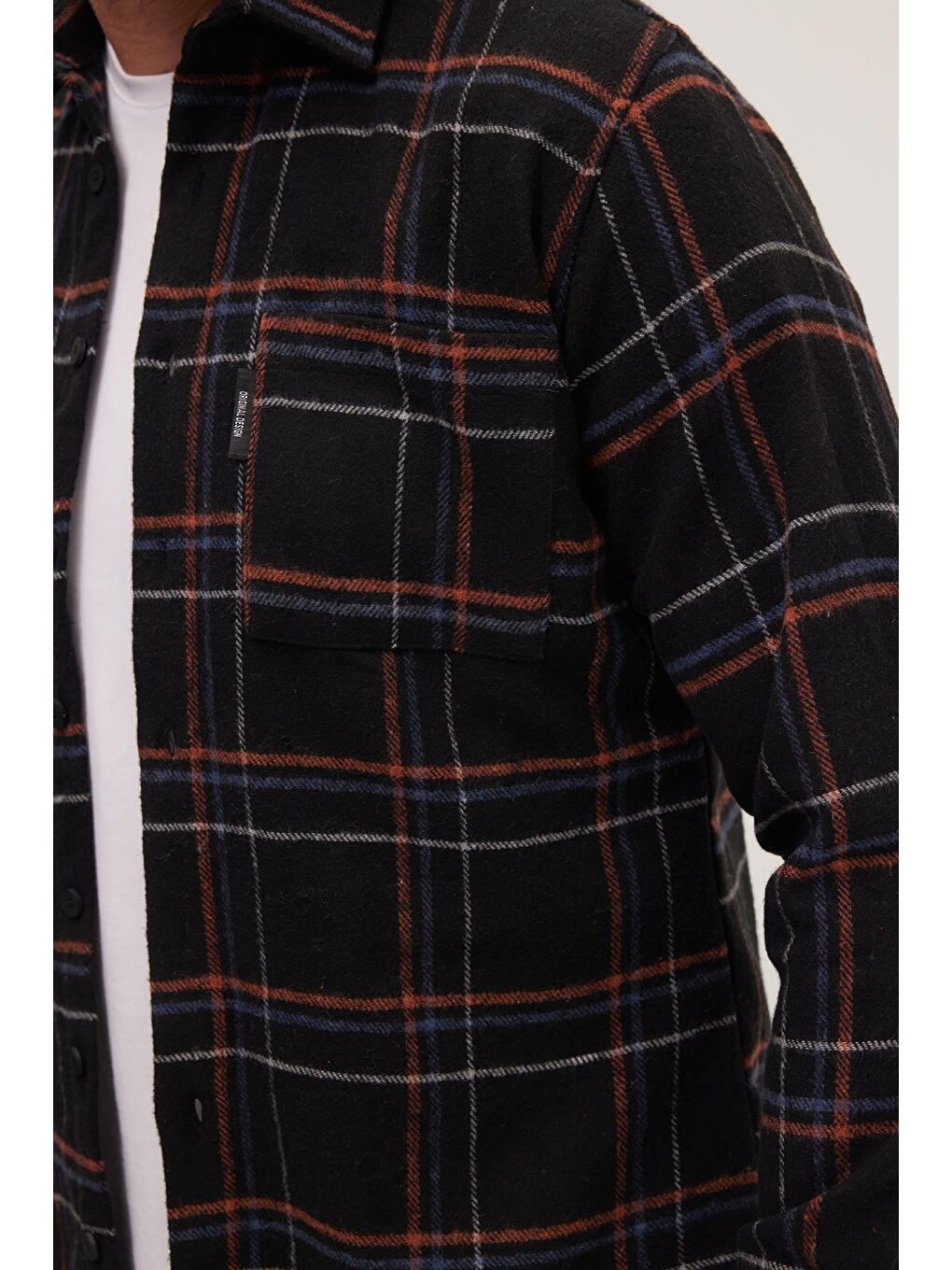 Karışık Erkek Slim Fit Dar Kesim Uzun Kollu Kareli Çift Cepli Kışlık Oduncu Gömlek-2