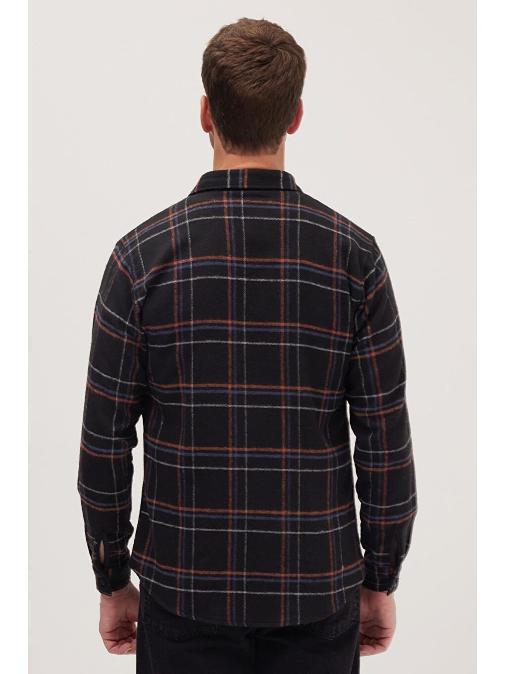 Karışık Erkek Slim Fit Dar Kesim Uzun Kollu Kareli Çift Cepli Kışlık Oduncu Gömlek-6