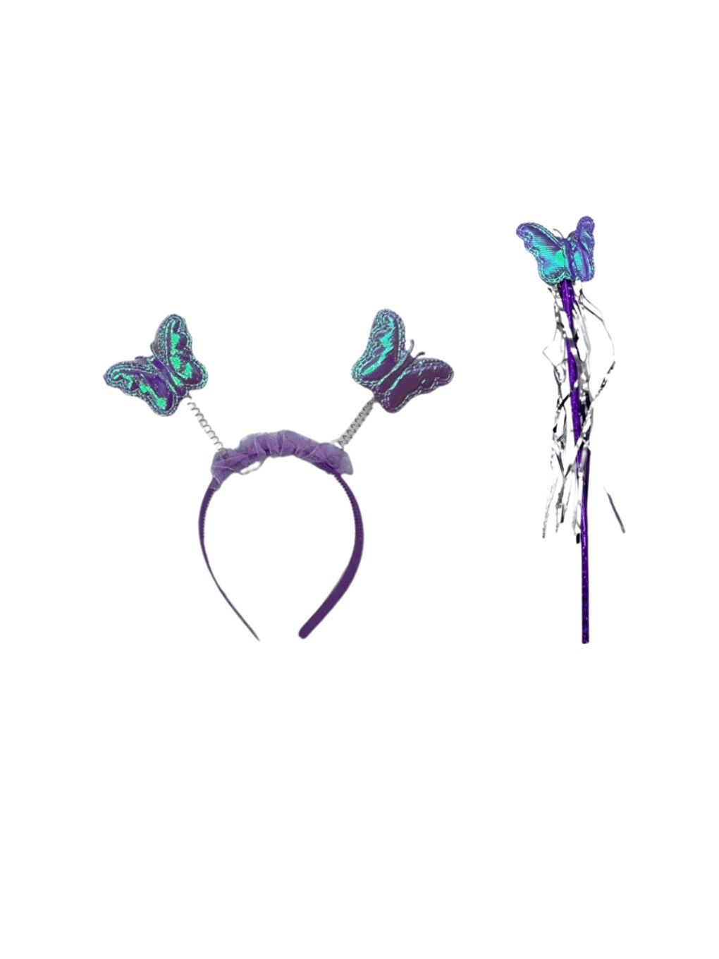 Lila  Kelebek Kanat Asa Taç 3'lü Set-2