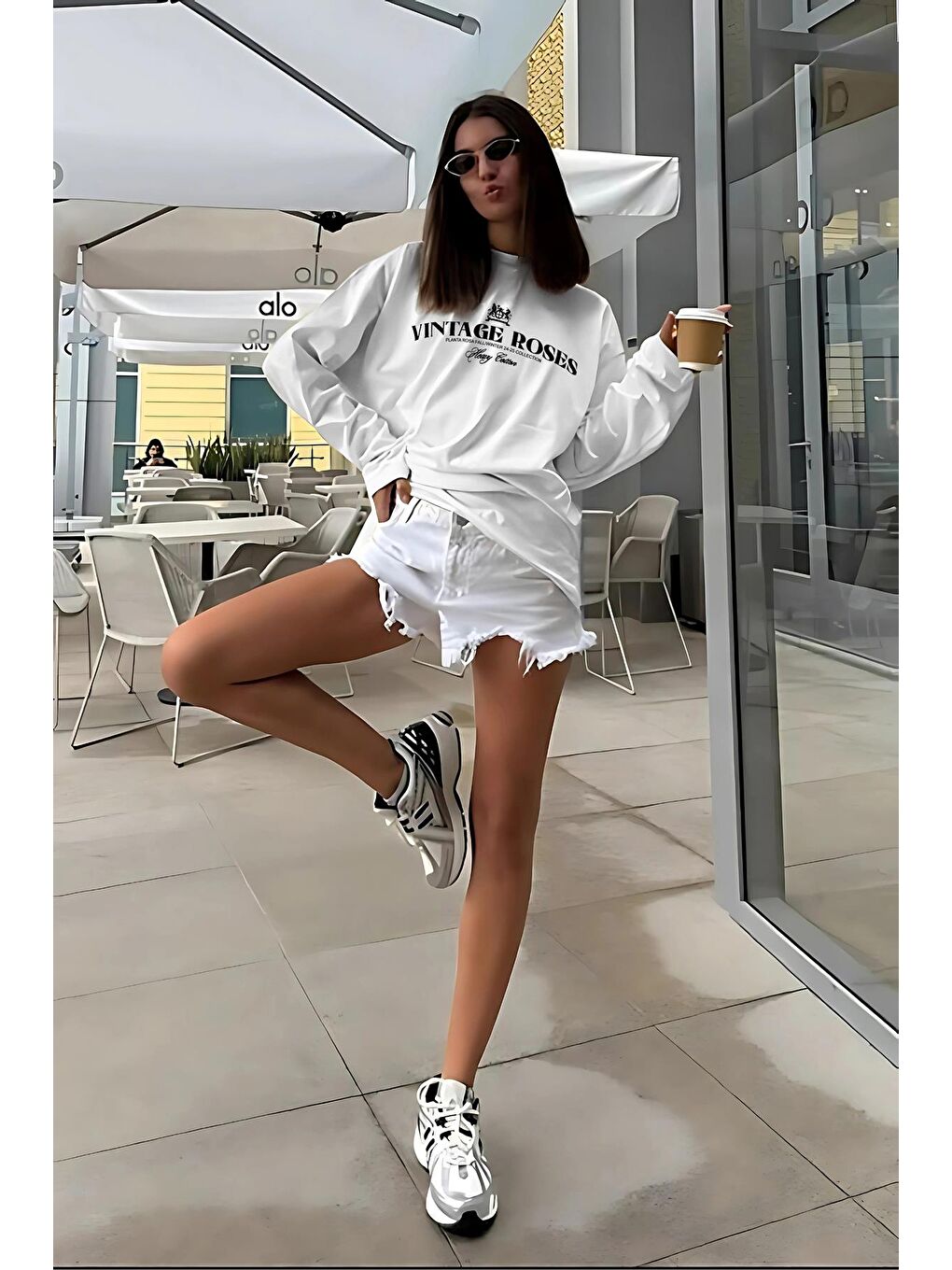 Beyaz %100 Pamuklu Baskılı Uzun Kollu Tişört Mg2451-2