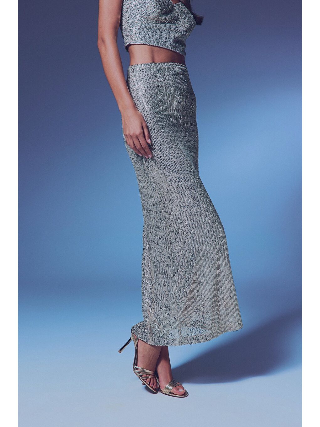 Fermuarlı Karolin Midi Etek - Bej-3