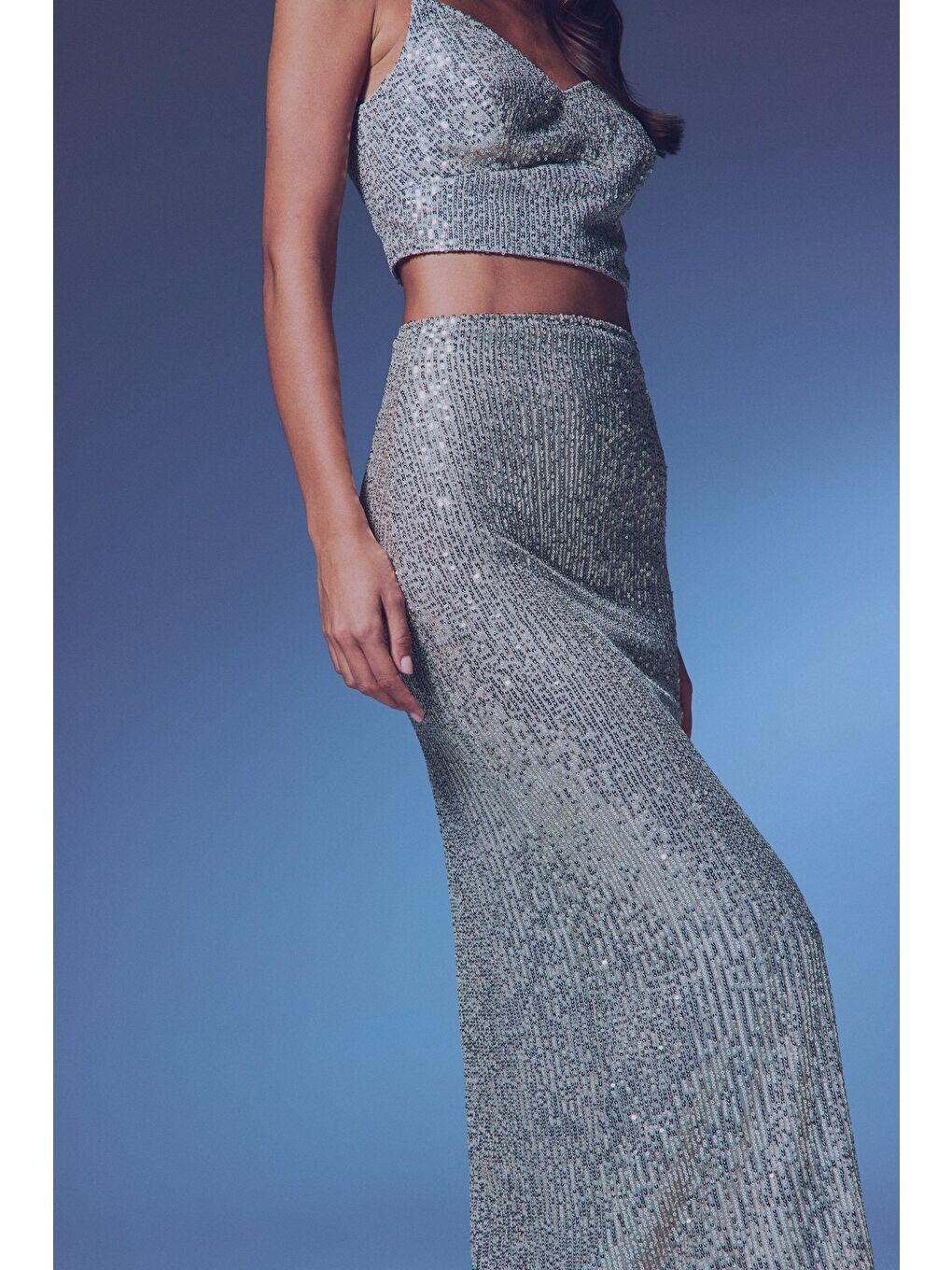 Fermuarlı Karolin Midi Etek - Bej-4