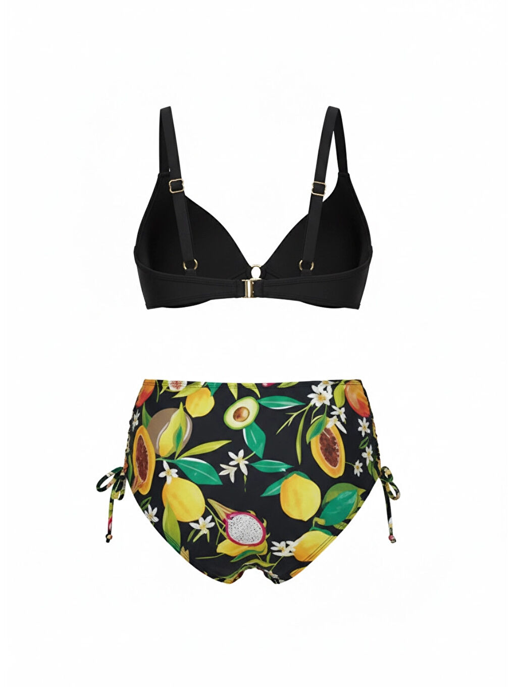Kadın Siyah Aksesuar Detaylı Tropikal Desen Bikini Takım HZL25S-LC3343-1