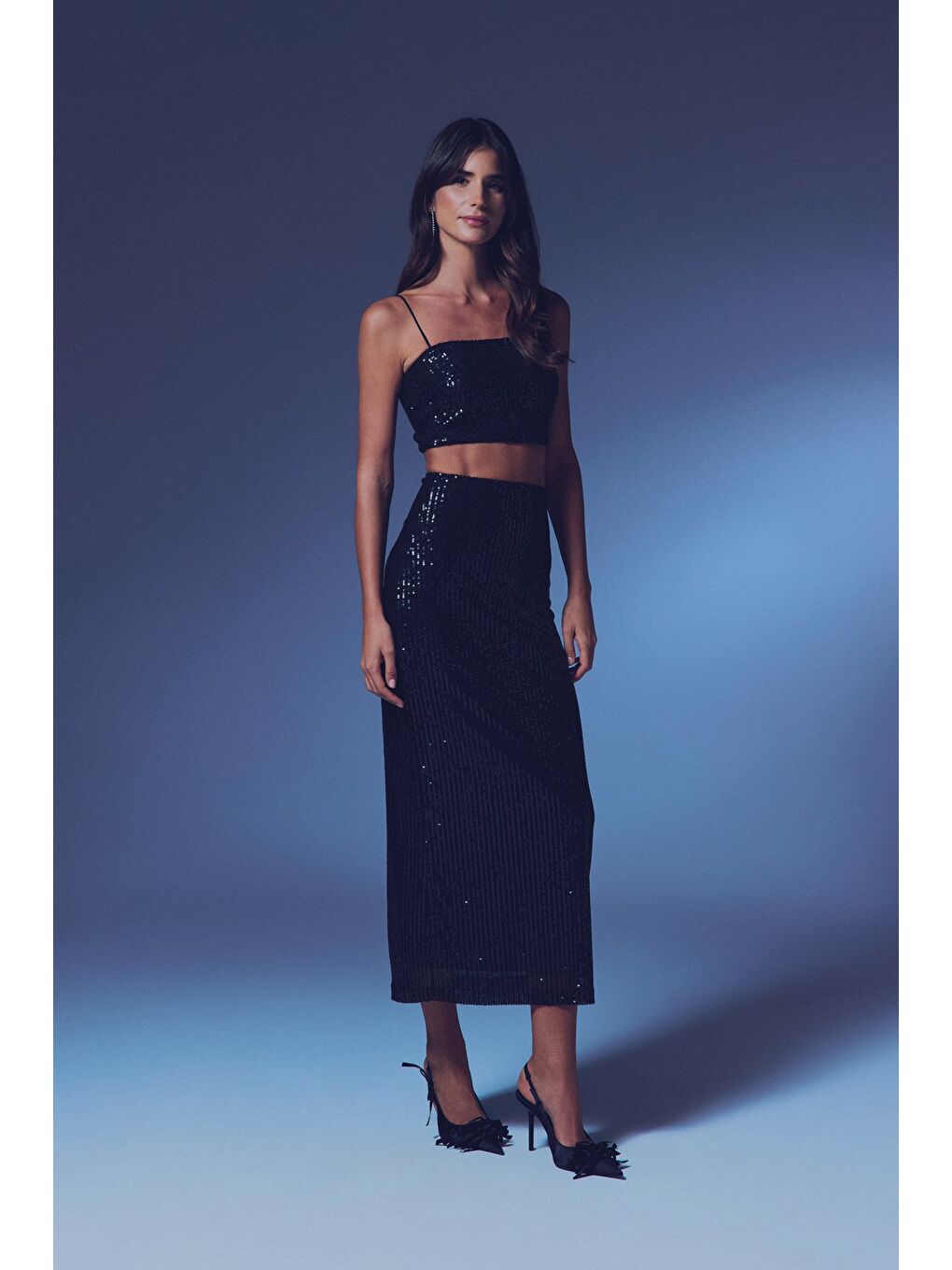 Fermuarlı Karolin Midi Etek - Siyah-1