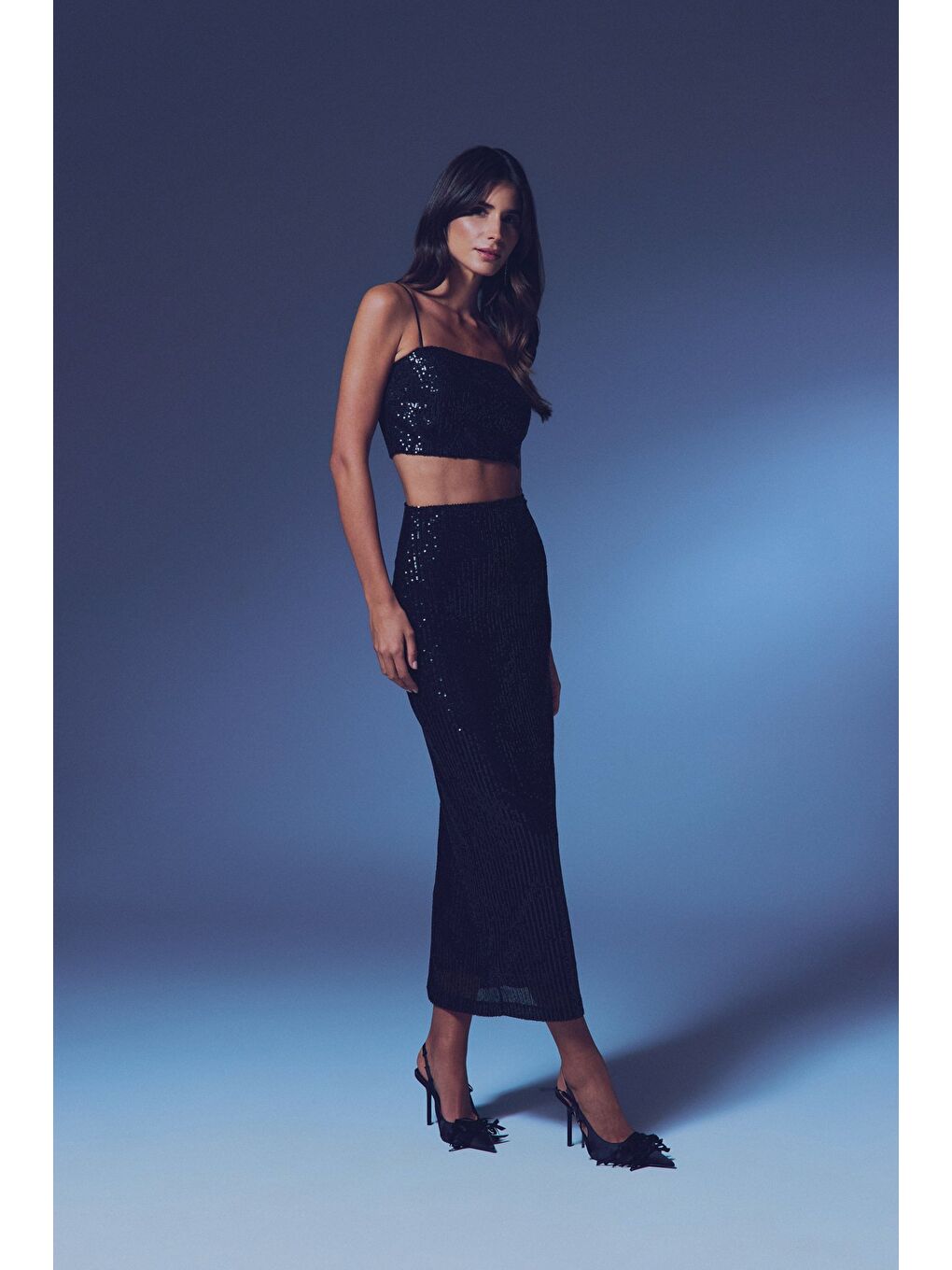 Fermuarlı Karolin Midi Etek - Siyah-2