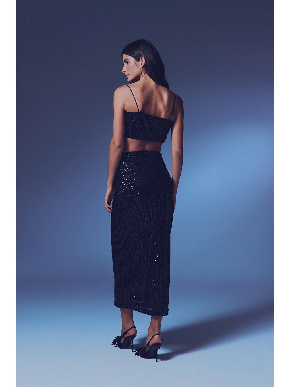 Fermuarlı Karolin Midi Etek - Siyah-6