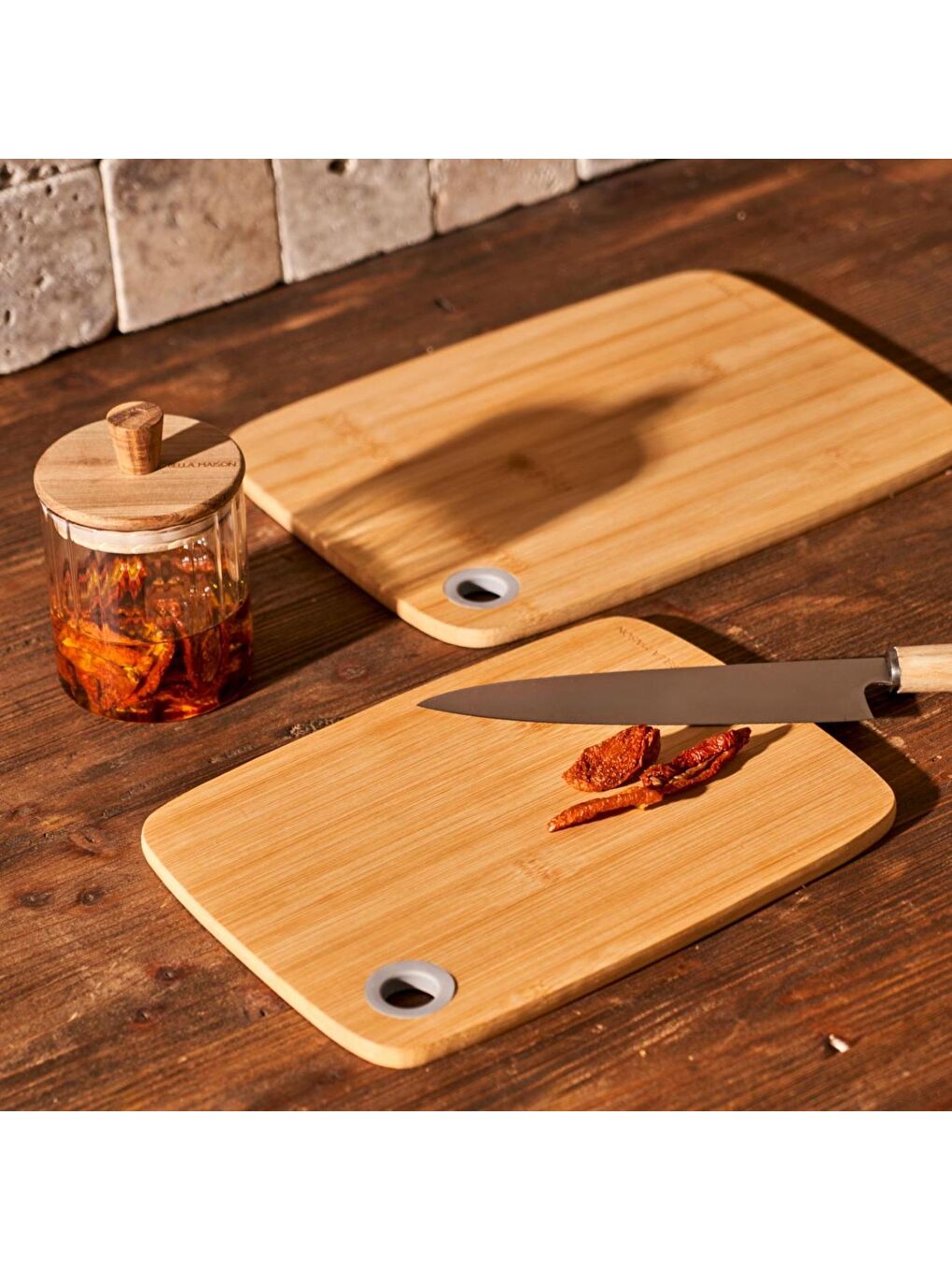 Bej Grace 2'li Bambu Kesme Tahtası Seti Naturel-6