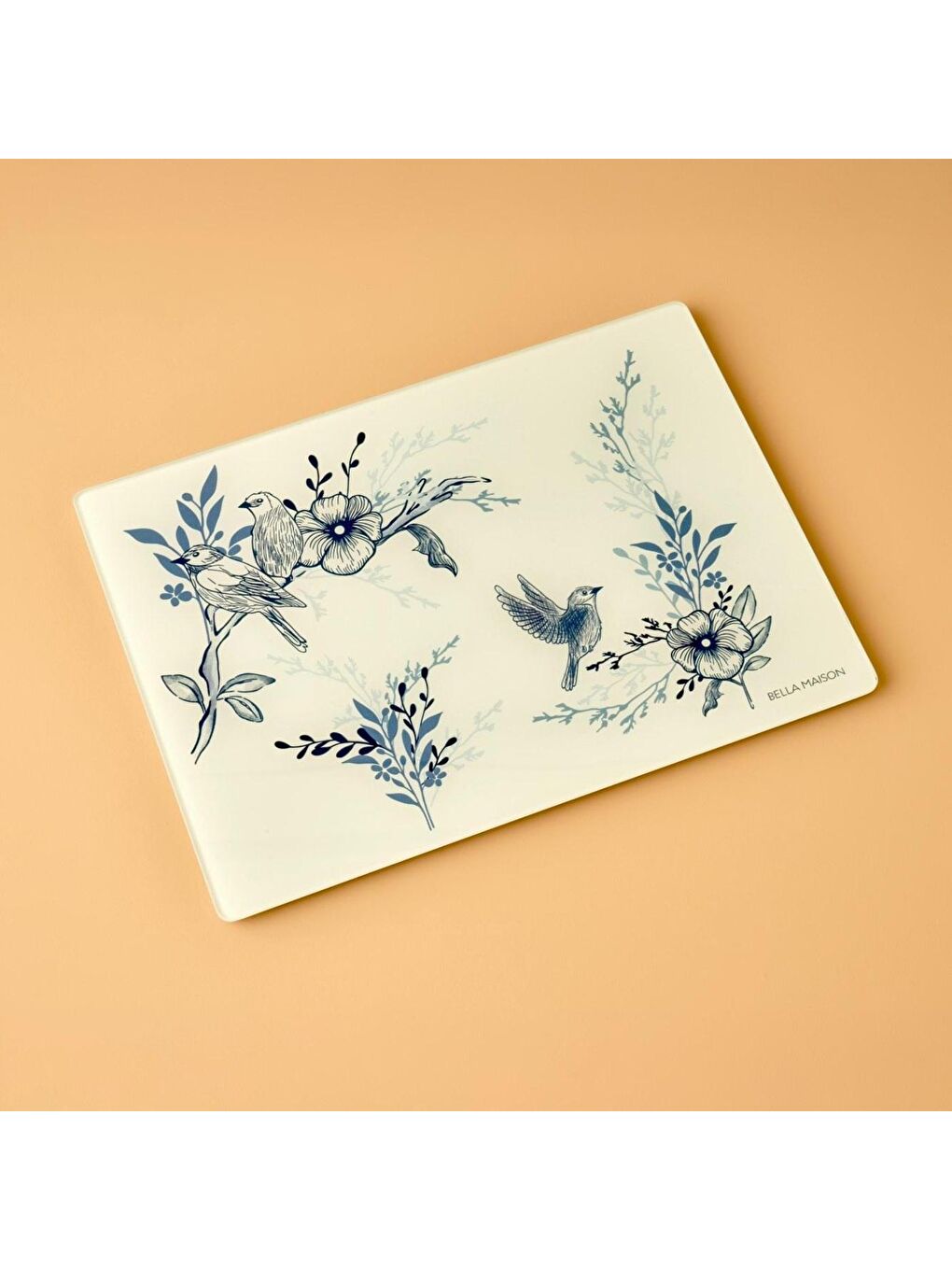 Bleu Blanc Cam Kesme Tahtası Mavi (35x25 cm)