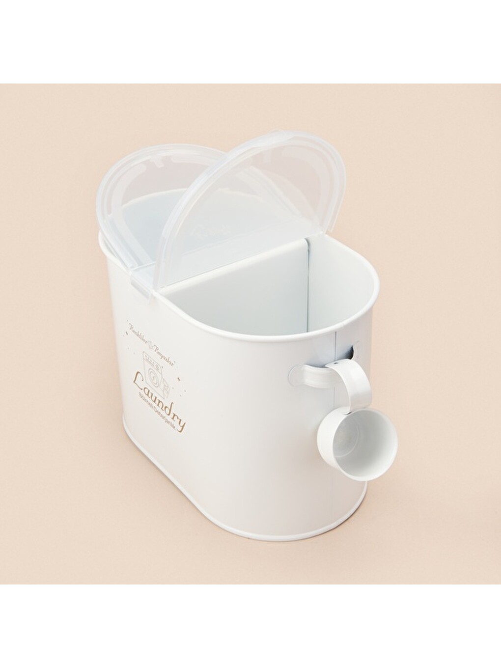 Bath 2 Bölmeli Plastik Kapaklı Metal Deterjan Kutusu - Beyaz - 12 Lt-2