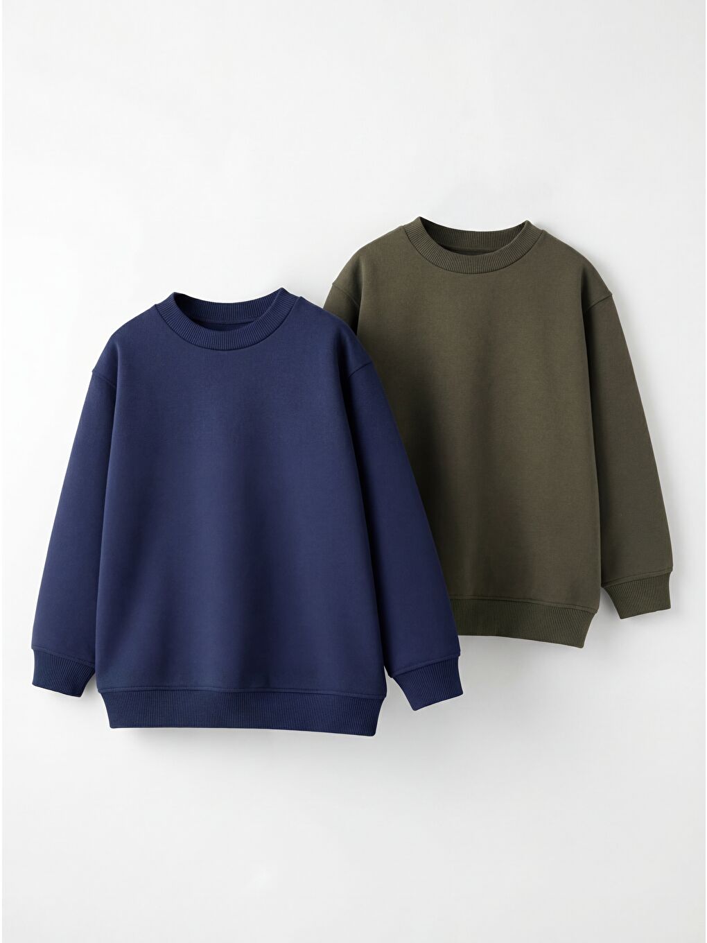 2'Li Basic Şardonlu Çocuk Sweatshirt Haki - Lacivert
