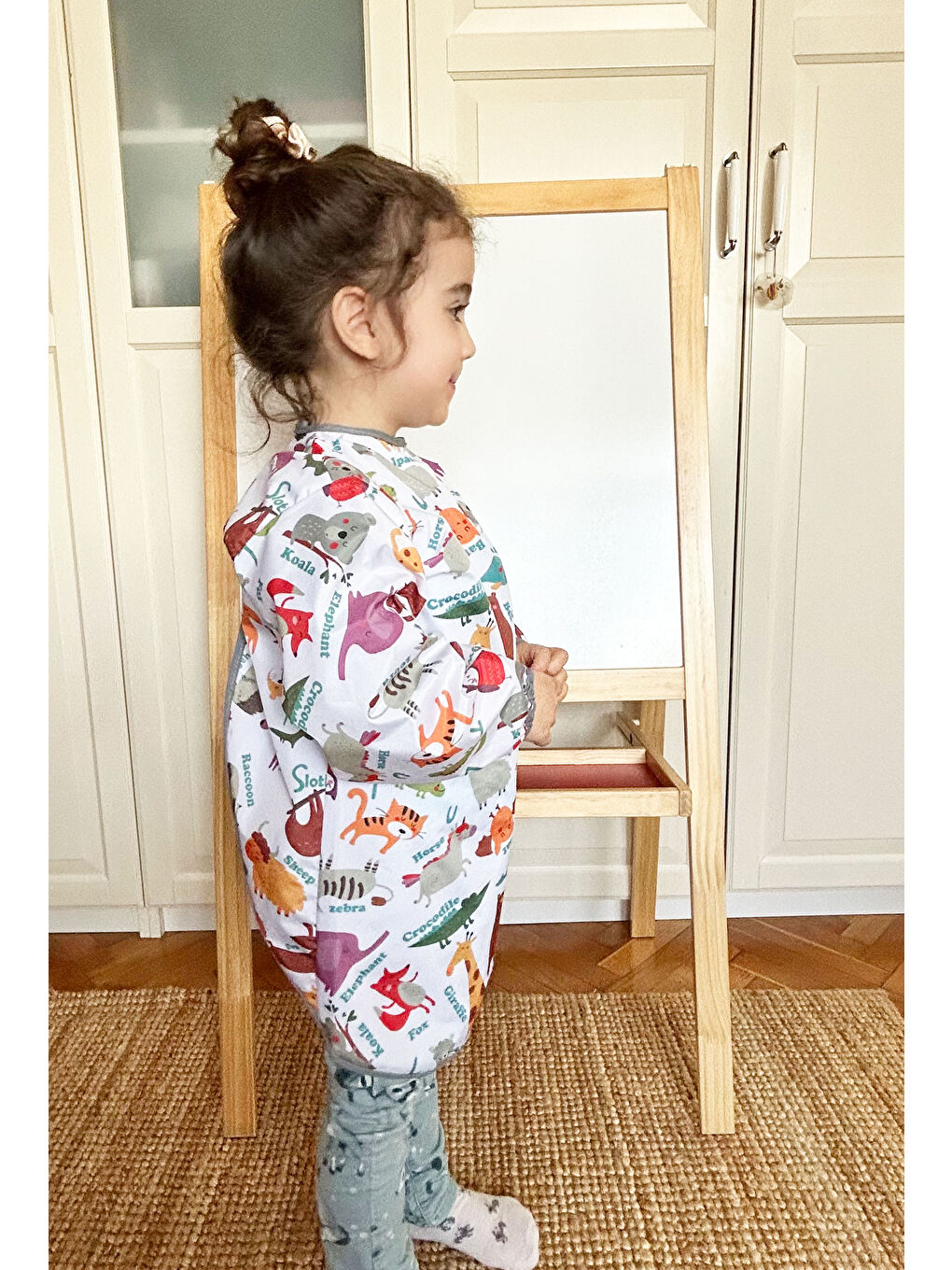 4-7 Yaş Zoo, Sıvı Geçirmez, Makinede Yıkanabilir, Uzun Kollu Çocuk Faaliyet, Aktivite, Boyama Önlüğü