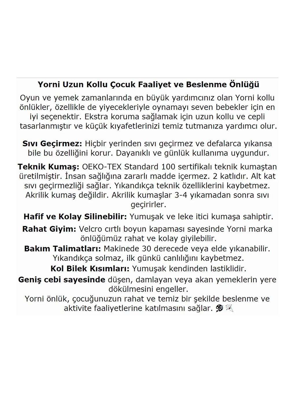 6-24ay, Sea model, Uzun Kollu, Sıvı Geçirmez, Makinede Yıkanabilir, Bebek Çocuk Mama Önlüğü, Önlük-5