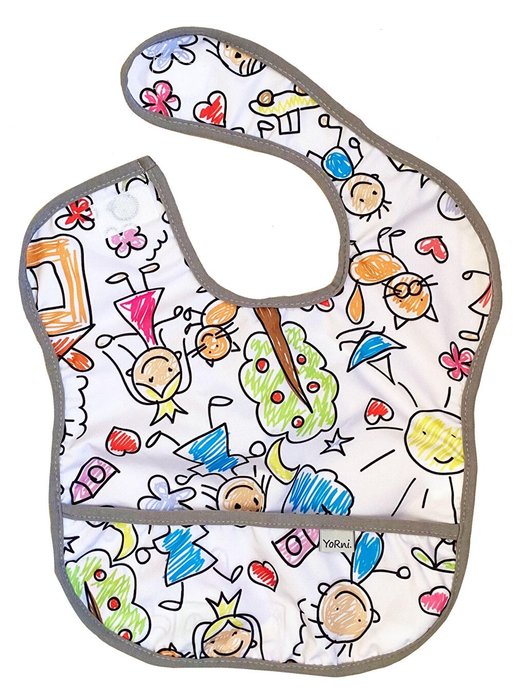 Yorni 6-24ay Family Boyundan Cırtlı, Sıvı Geçirmez, Makinede Yıkanabilir, Ekoteks, Cepli Bebek Mama Önlüğü - 1