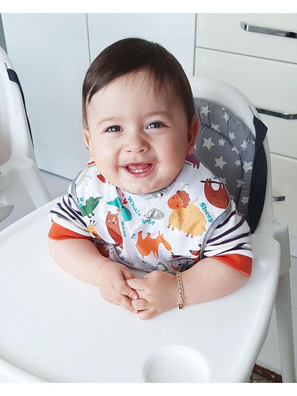 6-24ay Zoo, Boyundan Cırtlı, Sıvı Geçirmez, Makinede Yıkanabilir, Ekoteks, Cepli Bebek Mama Önlüğü-1