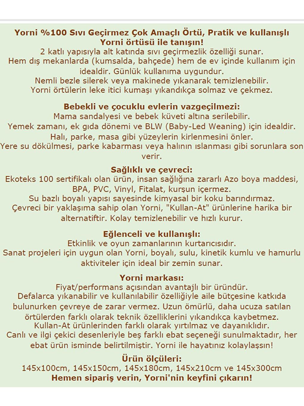 145x210cm, Family, Su Geçirmez, Yer/Masa Örtüsü, Aktivite, Yemek ve Oyun için Çok Amaçlı Örtü-7