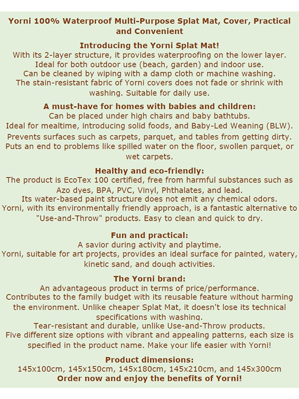 145x180cm, Zoo, Su Geçirmez, Yer/Masa Örtüsü, Aktivite, Yemek ve Oyun için Çok Amaçlı Örtü-3