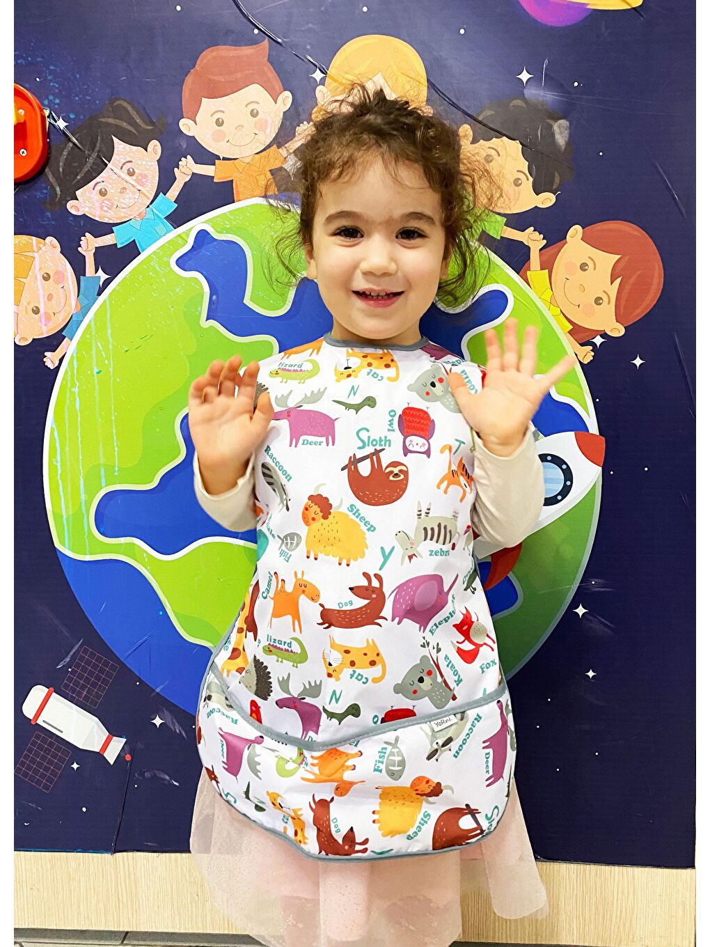Yorni 3-7yaş, Zoo, Kısa Kollu, Sıvı Geçirmez Önlük, Makinede Yıkanabilir, Boya, Oyun Ve Yemek Zamanı-1