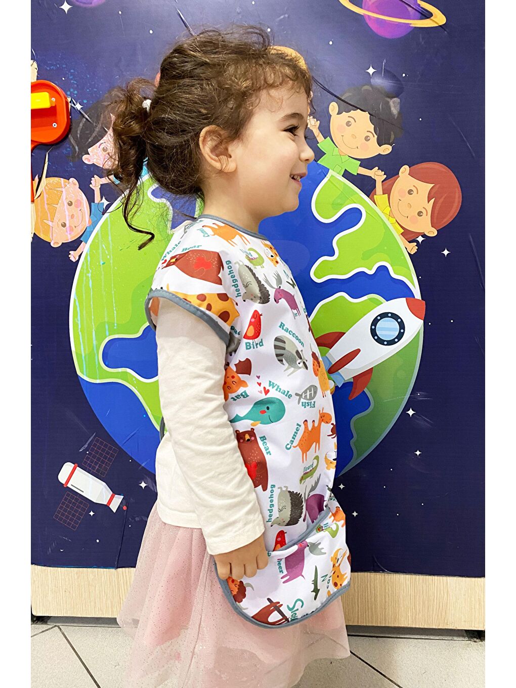 3-6yaş, Zoo, KISA Kollu, Belden BAĞCIKLI ve Boyundan Cırtlı, Cepli Çocuk Faaliyet, Aktivite Önlüğü-1