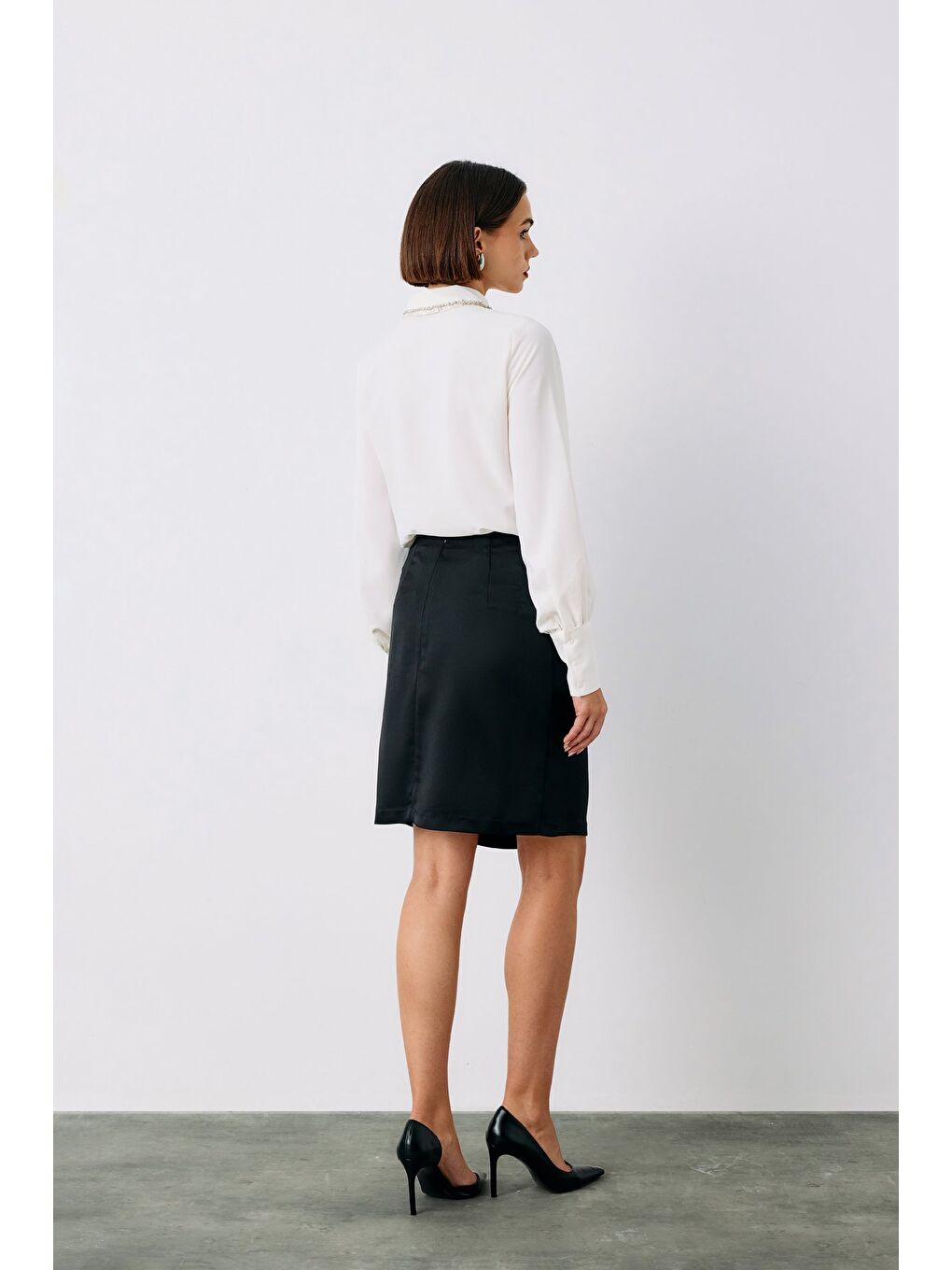 Kuşaklı Mini Etek - Siyah-6