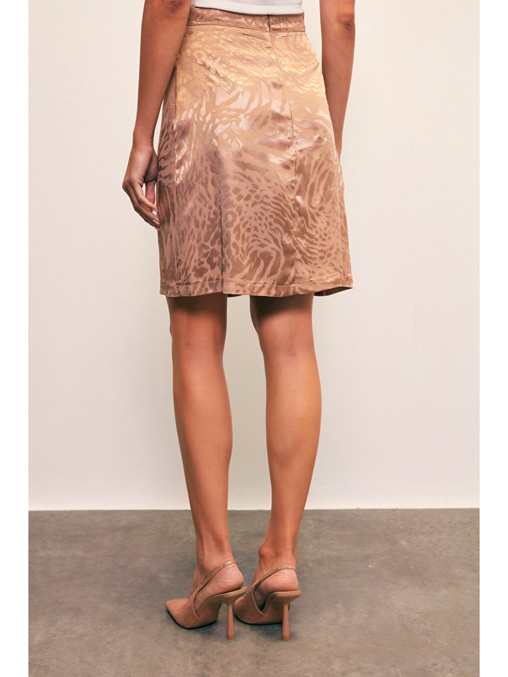 Bej Jakarlı Çan Etek - Vizon-3