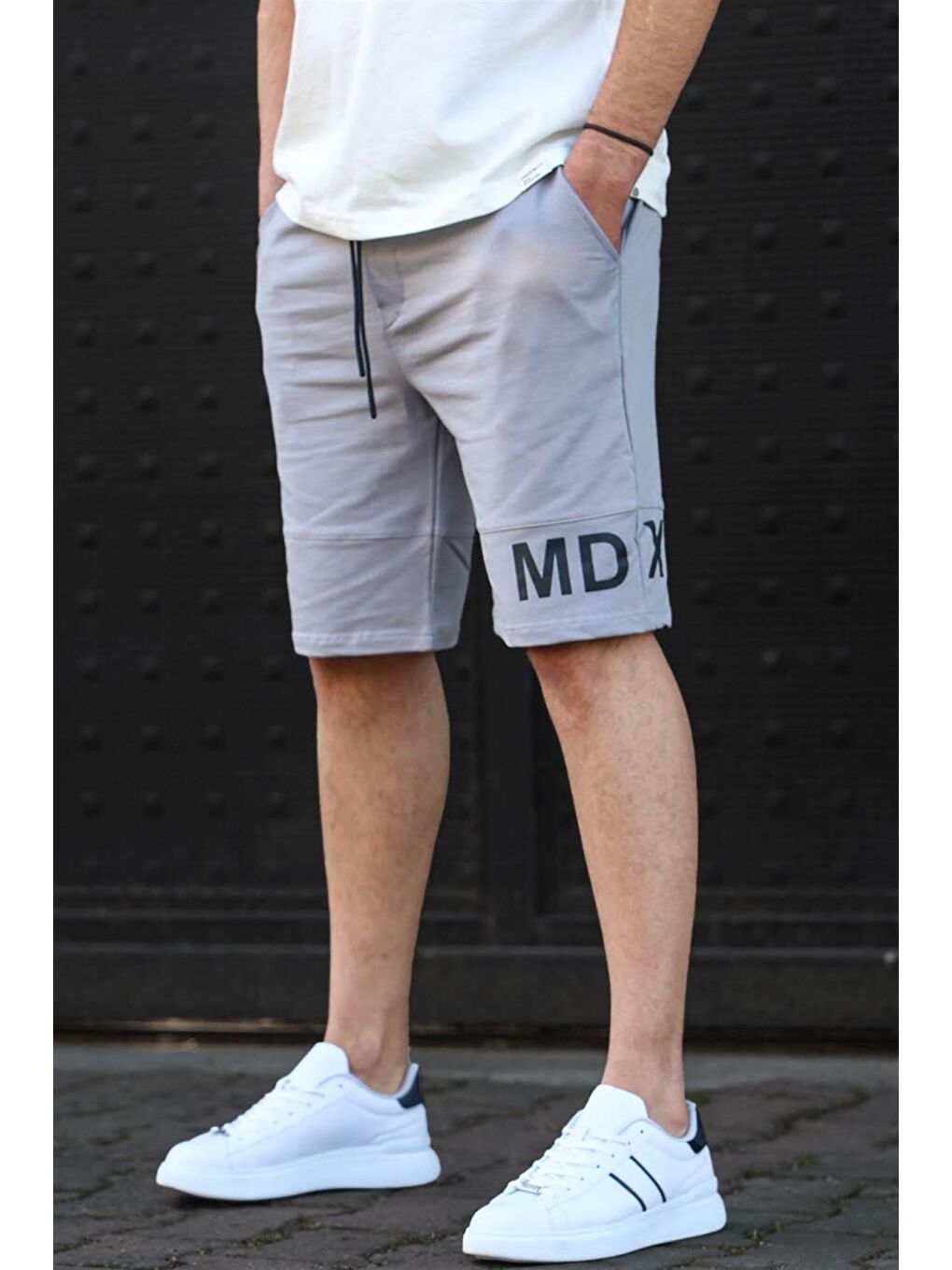 Boyalı Gri Baskılı Erkek Bermuda Şort 5493-1