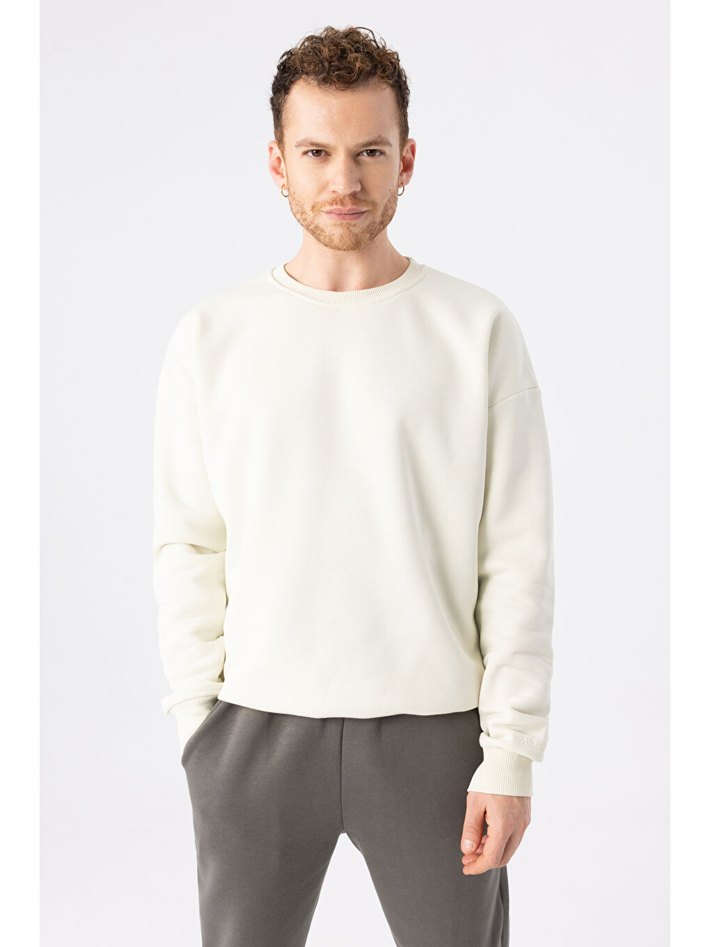 Ekru Erkek Vibe Oversize Krem Sweatshirt