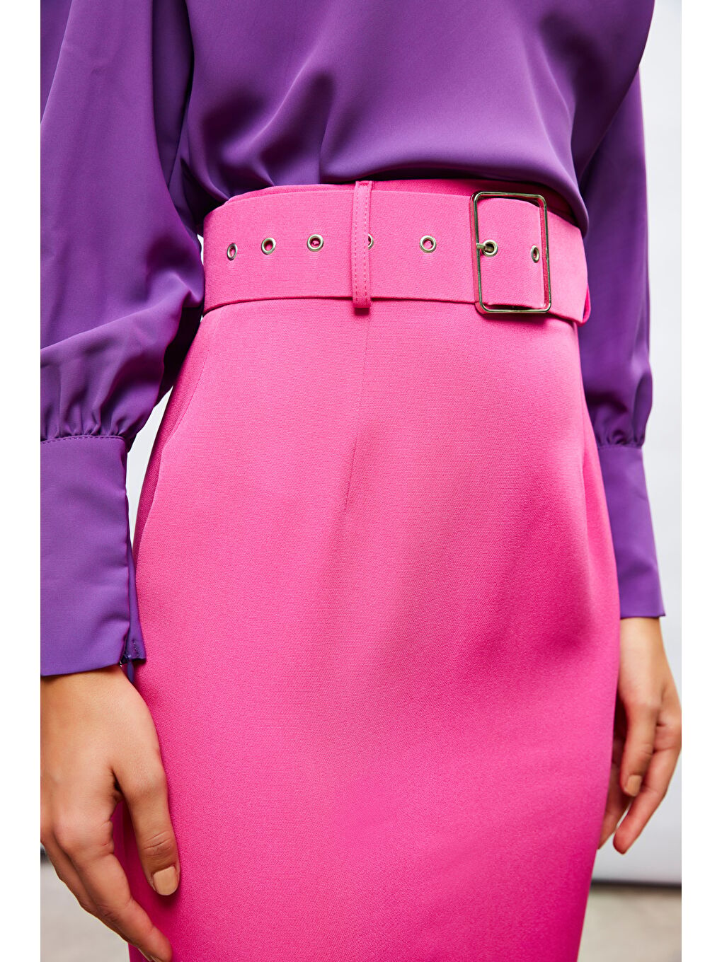 Kemerli Kalem Etek - Fuşya-2