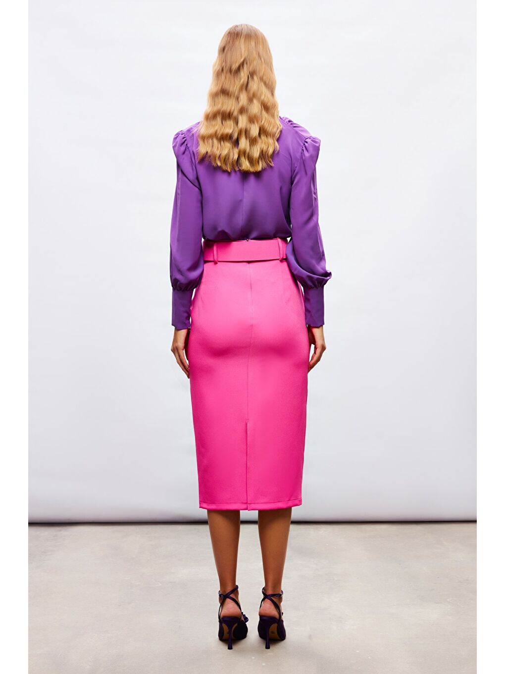 Kemerli Kalem Etek - Fuşya-3