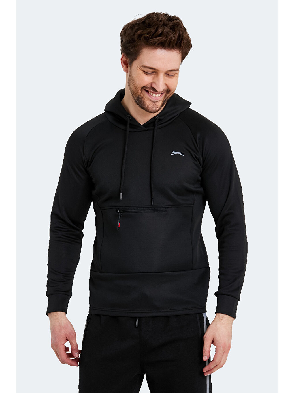 SEPPO Erkek Fermuarlı Sweatshirt Hırka Siyah-2