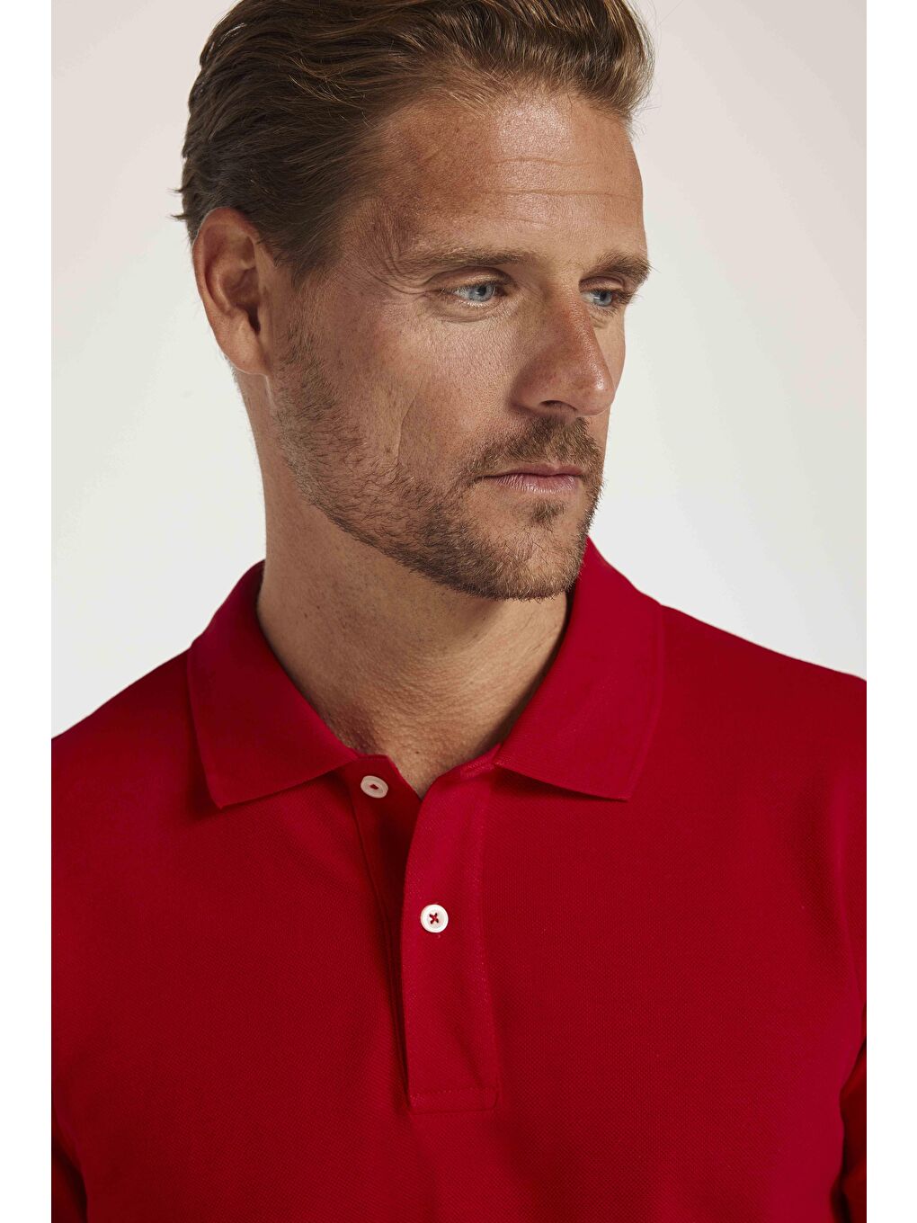 Erkek Slim Fit Dar Kesim %100 Pamuk Düz Pike Kırmızı Polo Yaka Tişört-2
