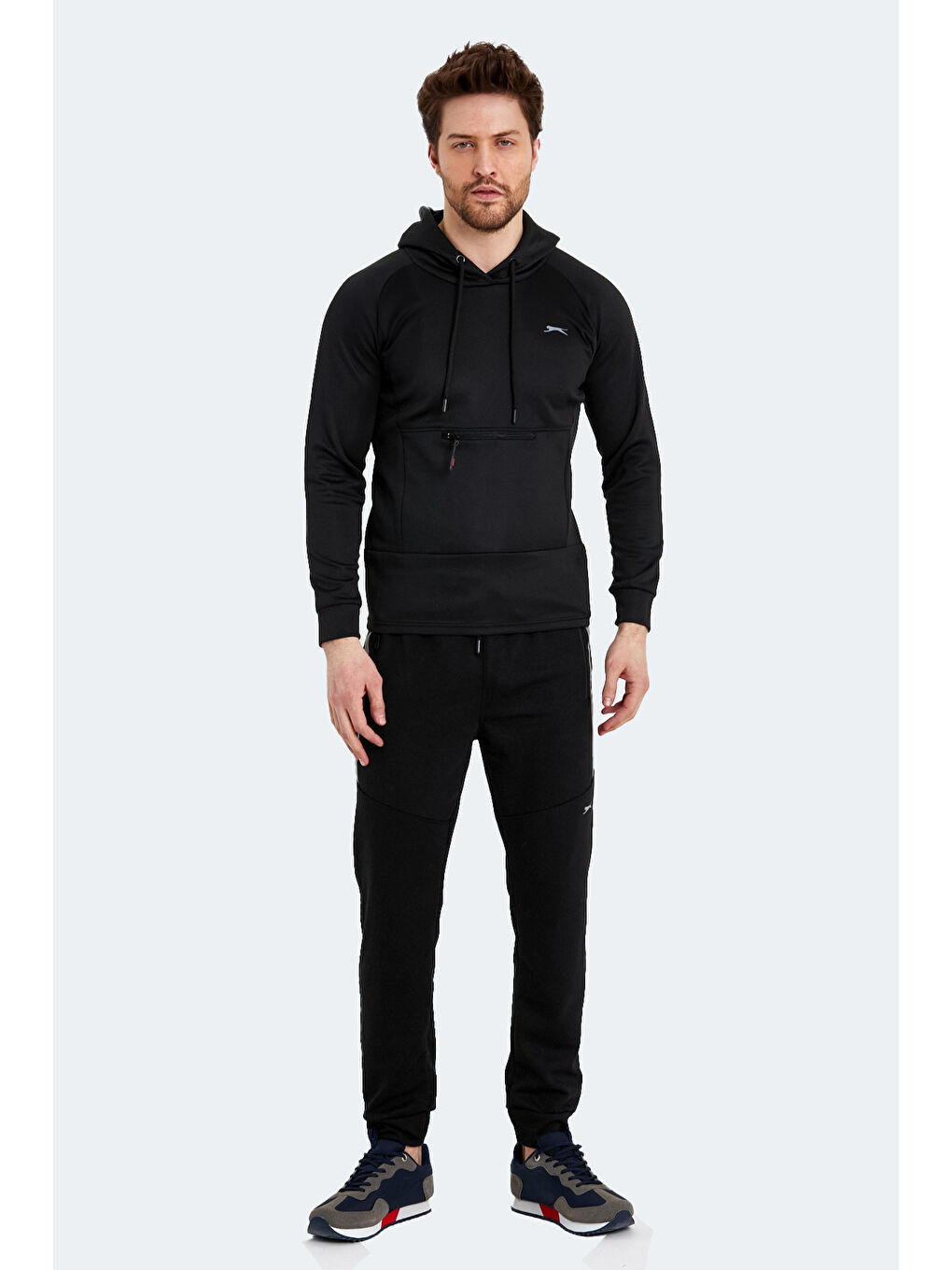 SEPPO Erkek Fermuarlı Sweatshirt Hırka Siyah-5