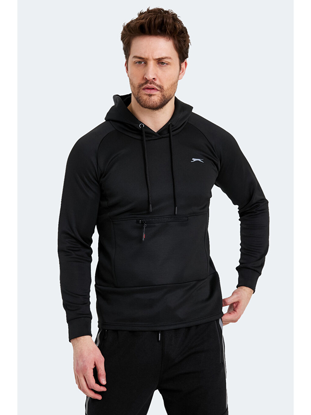 SEPPO Erkek Fermuarlı Sweatshirt Hırka Siyah-6