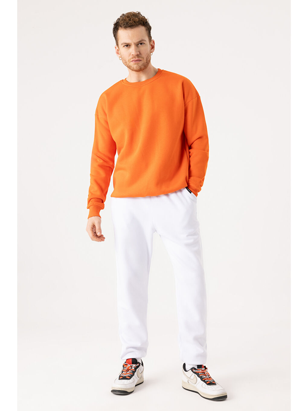Erkek Vibe Oversize Alev Turuncu Sweatshirt-1