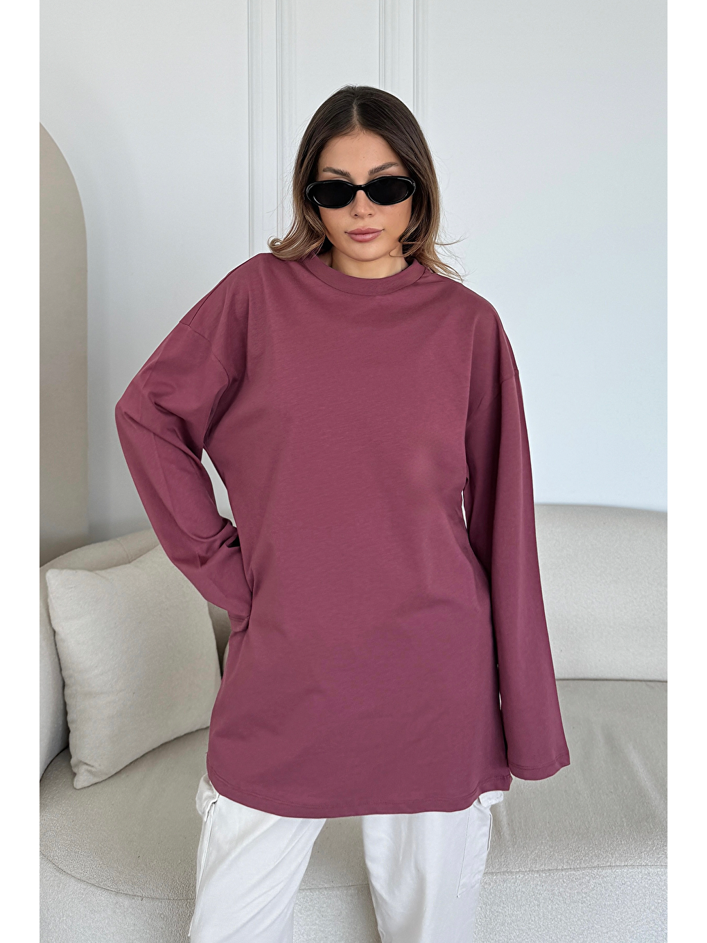 Geniş Kol Oversize 2'Li Paket T-Shirt 964 Sarı/Gül Kurusu-3