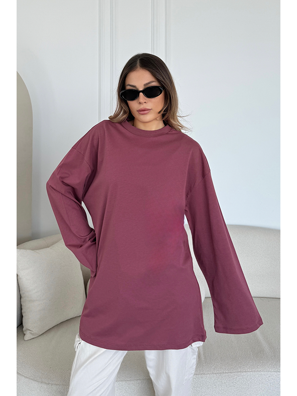 Geniş Kol Oversize 2'Li Paket T-Shirt 964 Sarı/Gül Kurusu-5