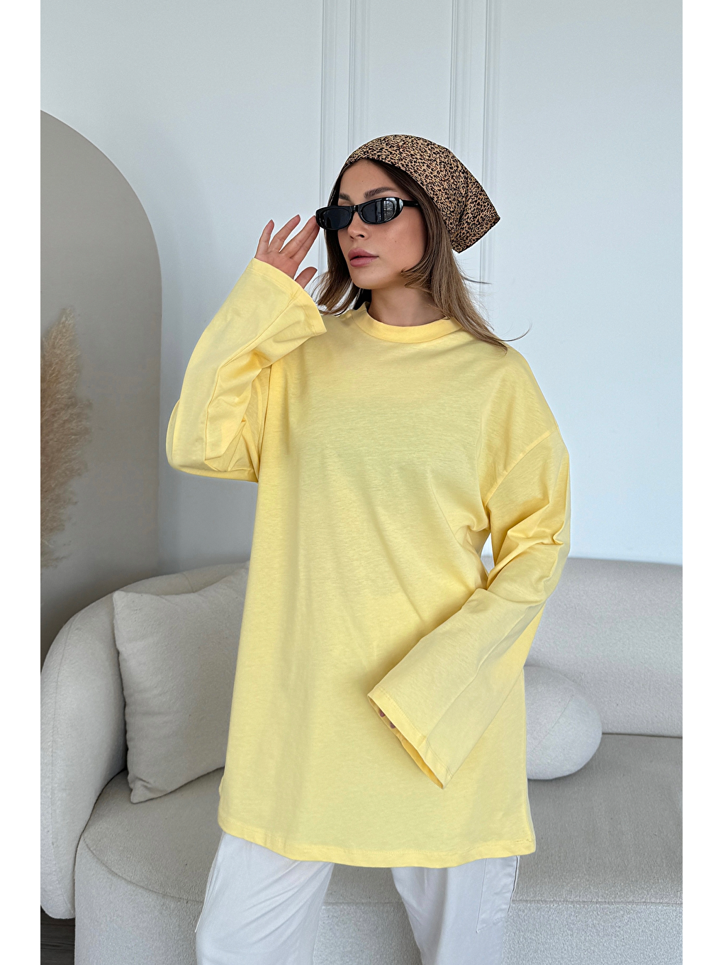 Geniş Kol Oversize 2'Li Paket T-Shirt 964 Sarı/Gül Kurusu-6