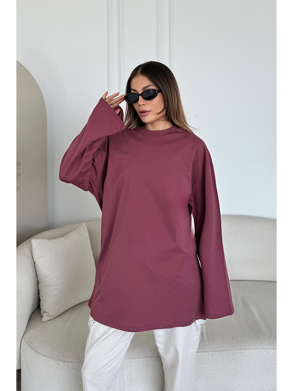 Geniş Kol Oversize 2'Li Paket T-Shirt 964 Sarı/Gül Kurusu-7